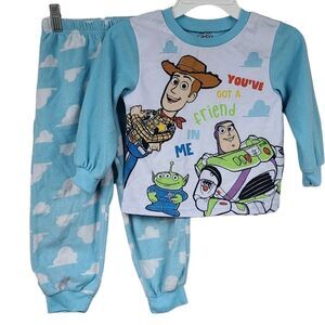 Toy Story Boys 4T Blue Fleece Pajama Long Sleeve Pant PJs Toddler 2pc Sleep Set